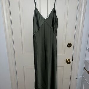 A New Day Sage Green Satin Dress